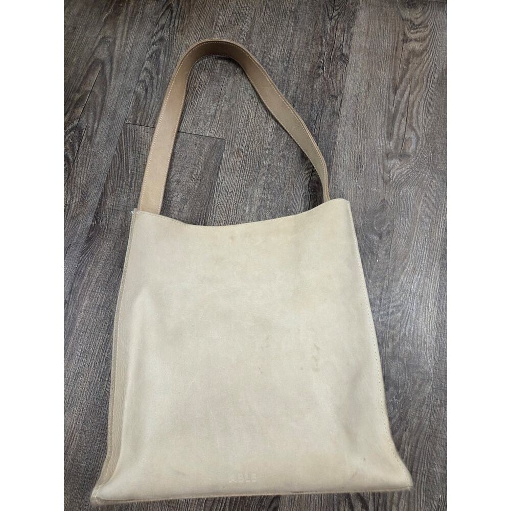 ABLE Fog Beige Bone Tote Genuine Leather Shoulder Bag Minimalistic Purse